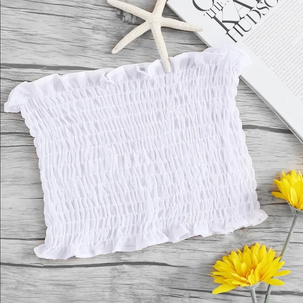 White bandeau crop top